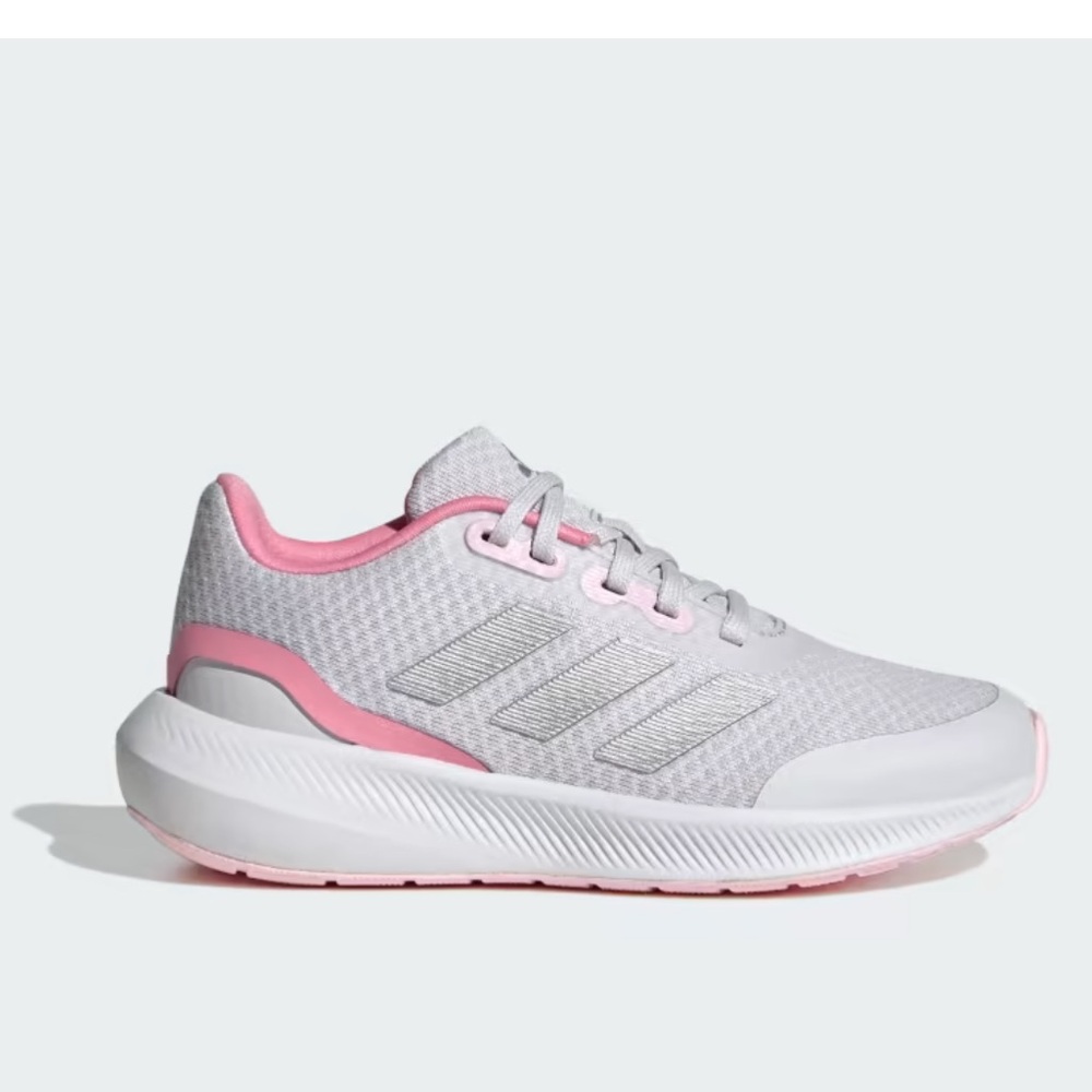 New Adidas RUNFALCON 3 LACE SHOES Dash Grey / Silver Metallic / Bliss Pink